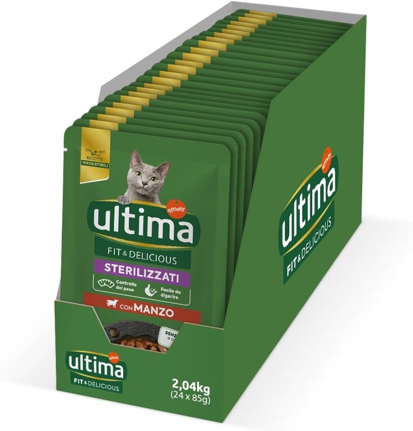 Ultima Cibo Umido per Gatti Fit & Delicious con Manzo – 24 Buste
