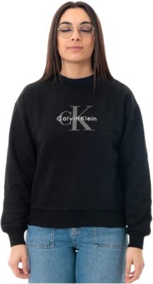 Calvin Klein Felpa Donna Monologo French Terry Scollo Rotondo - Offerta Amazon