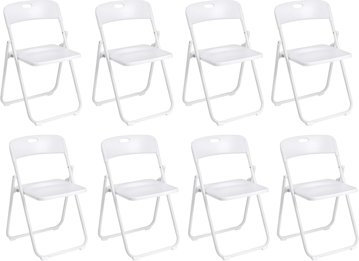 Baroni Home Sedia Pieghevole in Acciaio e PVC Bianco