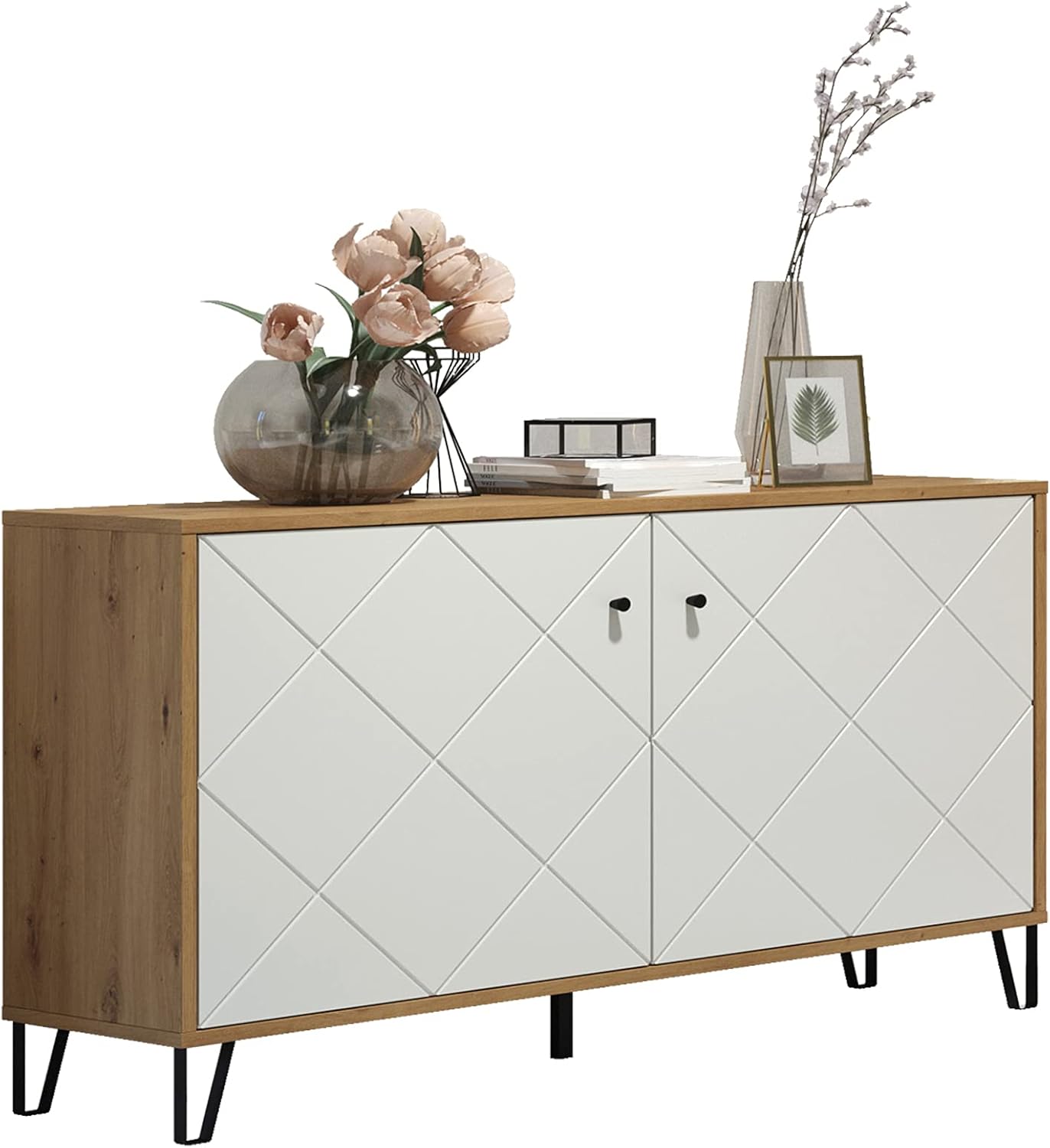 trendteam smart living Credenza Touch Quercia Artisan Bianca