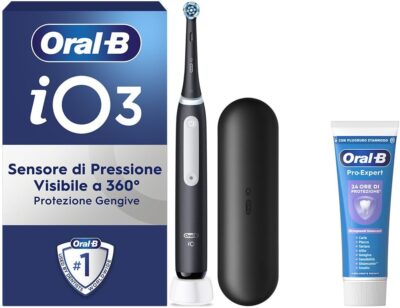 Oral-B iO 3 Nero Spazzolino Elettrico con Dentifricio Sbiancante - Offerta Amazon