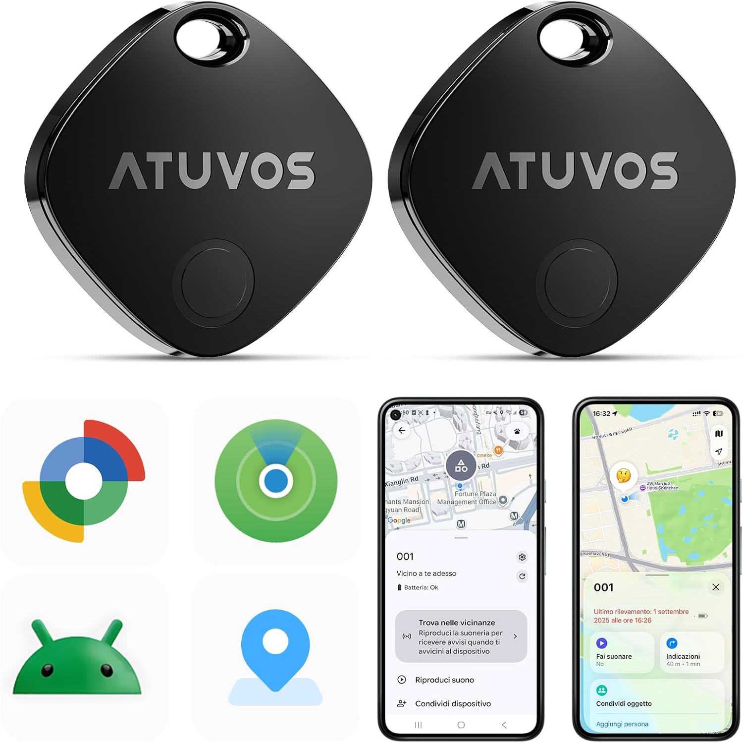 ATUVOS Air Tag Pro Localizzatore Bluetooth per Android e iOS