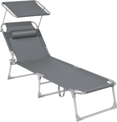 SONGMICS Lettino Prendisole Pieghevole con Parasole e Schienale Reclinabile - Offerta Amazon
