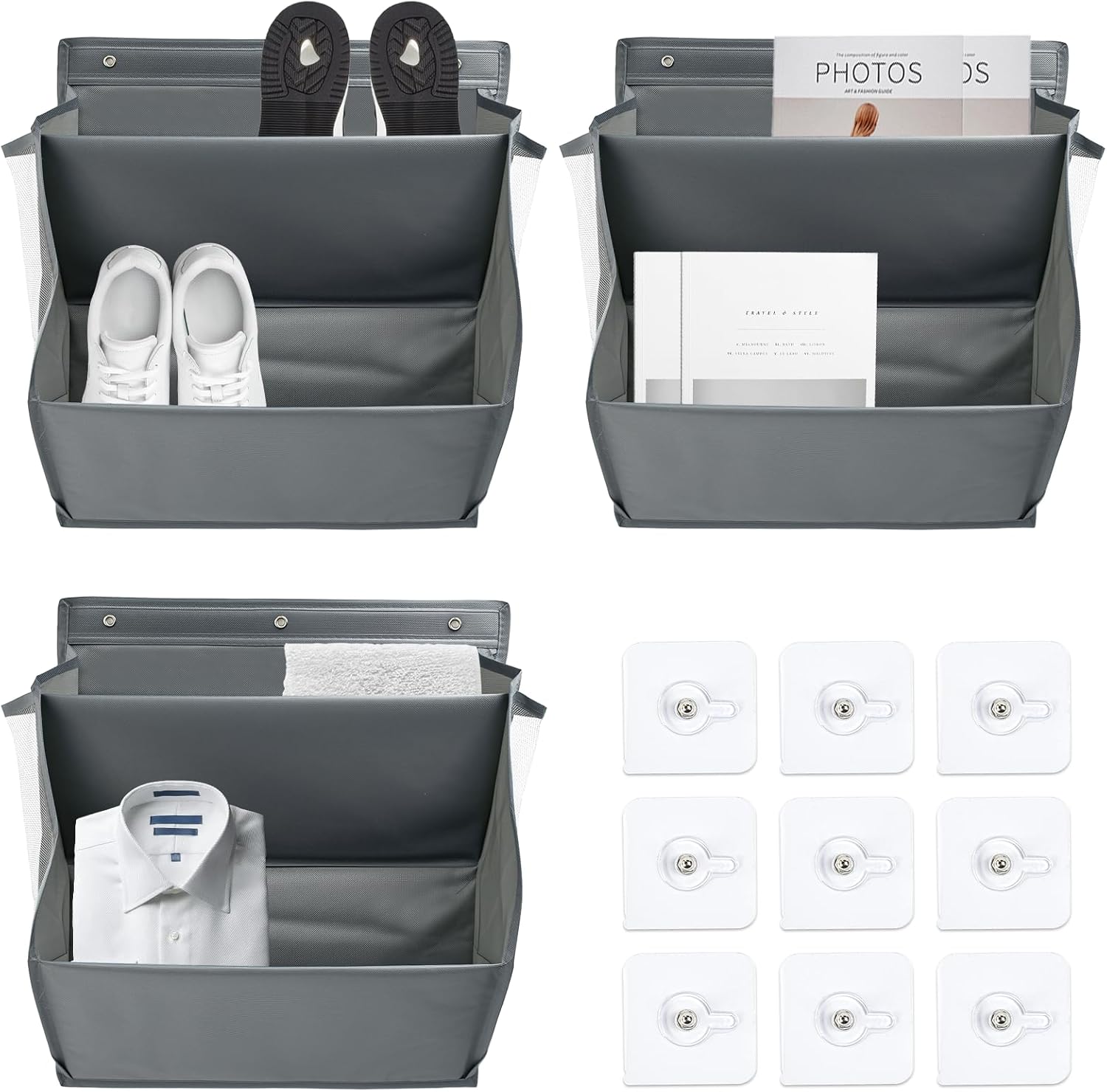 Organizer per Scarpe da Appendere 3 Pz con Tasche Profonde