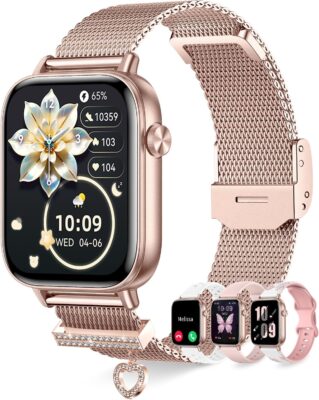 Smartwatch Donna Oro Rosa con Chiamate e 4 Cinturini - Offerta Amazon