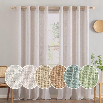 MIULEE Tende Lino Traslucide Moderne con Occhielli 140x260 cm - Offerta Amazon