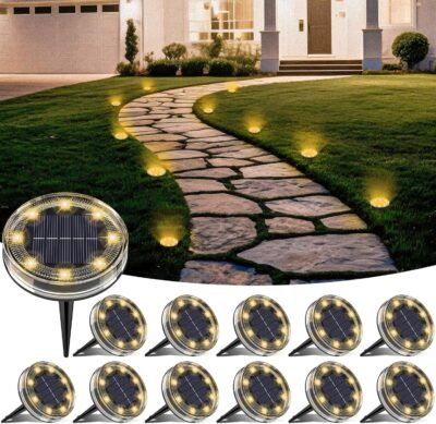 LOTMOS Luci Solari da Giardino 12 Pezzi 8 LED IP68 - Offerta Amazon