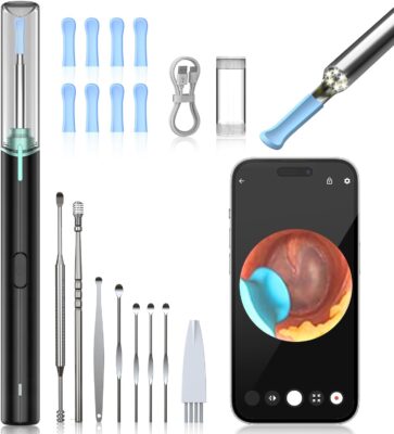 Pulitore Orecchie HD WiFi con 6 LED Impermeabile Nero - Offerta Amazon