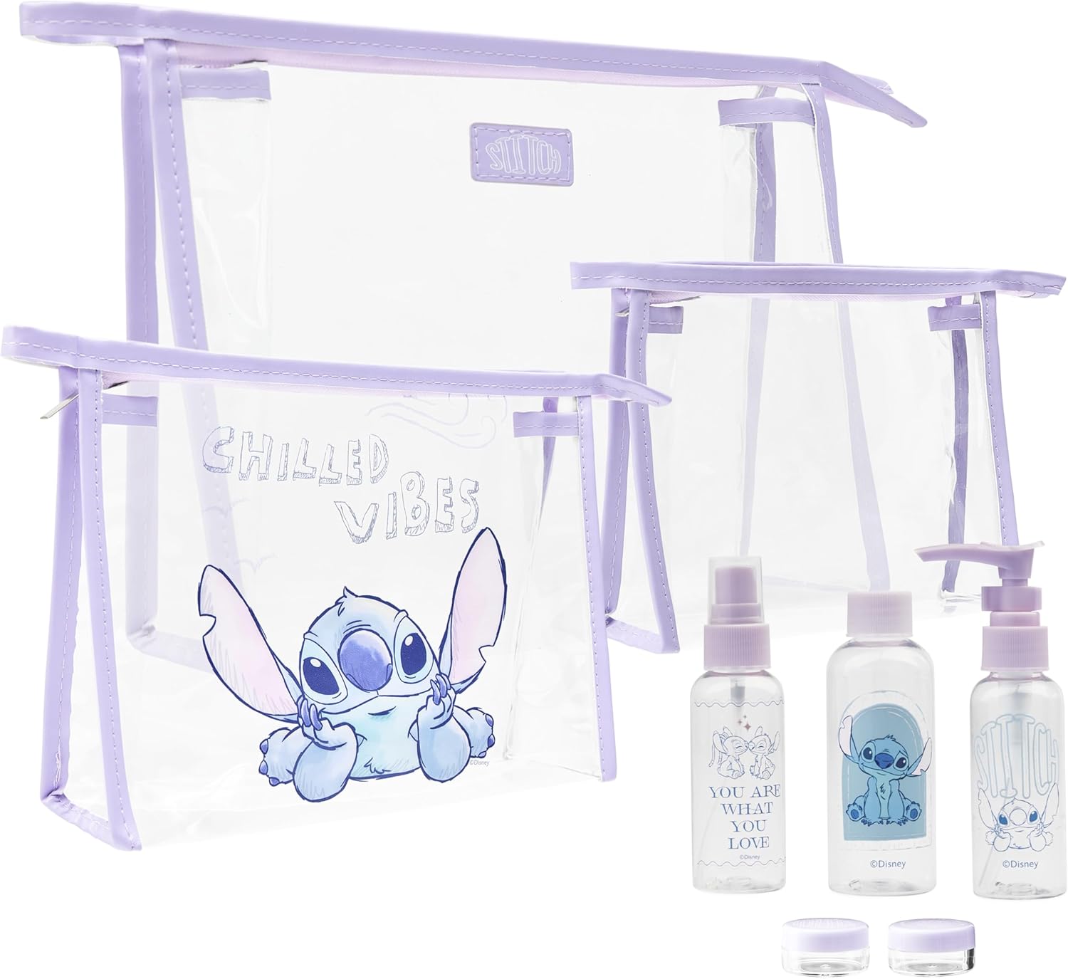 Disney Stitch Beauty Case da Viaggio – Set Makeup e Bottiglie