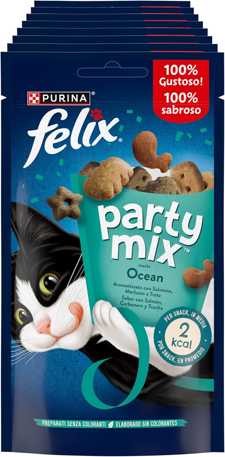 FELIX Party Mix Snack per Gatti Adulti – Croccantini Gusto Pesce